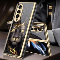 Originalus dėklas Samsung Galaxy Z Fold 7 6 5  Prabangus dažyto stiklo smūgiams atsparus dengtas kietas rėmelis Galaxy Z Fold4 dėklui For Galaxy Z Fold 7 gray