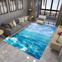 Azure Sea and Sky Large Area Rug Non-Slip Wear-resistant Carpet for Living Room Bedroom Soft Floor Mat Home Decor Fashionable 50X80cm blue