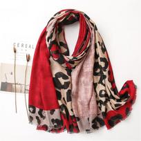 Women Fashion Leopard Patchwork Fringe Viscose Shawl Scarf Lady High Quality Wrap Pashmina Stole Bufandas Muslim Hijab 180*90Cm black