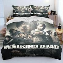Horror TV The Walking Dead Lincoln Comforter Bedding SetDuvet Cover Bed Set Quilt Cover PillowcaseKing Queen Size Bedding Set EU Single(135*200cm)3pcs gray