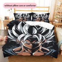 Son Goku Dragon Ball Cartoon Pattern Bedding Home Decoration Birthday Gift (1 * duvet cover + 2 * pillowcase, without core) 135x200cm white