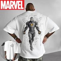 Marvel Originalus 2026 Naujas Marškinėliai Retro Superherojus Juodas Geležinis Žmogus Komiksų Spaudinys Didelio Dydžio Vyriškas Megztinis Su Gobtuvu Laisvas Šildantis Viršutinis Drabužis 6XL gray
