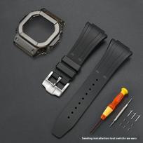Protective Case + Strap for Casio G-Shock DW-5600 5025 DW-5000 GW-M5610 GW-5600 GLX-5600 Silicone Rubber Watch Band Accessories 5600 series black