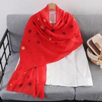 New Print Chiffon Scarf Shawl Women Sunscreen Silk Scarf Turban Long Wrap Beach Travel Outdoor Accessories Trendy Headband red