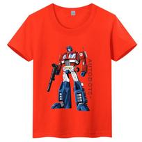 Transformers Optimus Prime animacinis spaudinys vaikų grynos medvilnės marškinėliai 2026 m. vasaros naujas stilius tėvų ir vaikų viršutinis marškinėlis 110 red