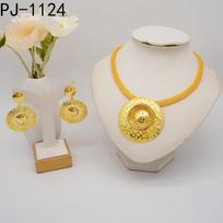 Tassel Gold Plated Large Necklace Set 24K Real Gold Earrings Bracelet Ring Necklace Wedding Dinner Ladies Accessories white