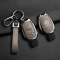 C200 E300 2026 Karštas odinis automobilio raktų dėklas Dangtelis Laikiklis Apsauga Mercedes Benz A B C E klasėms GLS GLA GLK GLC CLS CLA AMG W204 gray