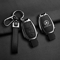 C200 E300 2026 Karštas odinis automobilio raktų dėklas Dangtelis Laikiklis Apsauga Mercedes Benz A B C E klasėms GLS GLA GLK GLC CLS CLA AMG W204 black