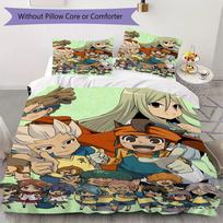 Inazuma Eleven futbolo raštų patalynės komplektas antklodės užvalkalas užvalkalas pagalvei namų dekoravimas gimtadienio dovana (1 * užvalkalas antklodei + 2 * užvalkalas pagalvei be užpildo)47 135x200cm gray