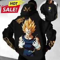 Dragon Ball Vegeta Saiyan Harajuku Gatvės apranga Vyriškas Vintažinis su gobtuvu Žieminis Moteriškas Dydžio Negali Būti Per didelis Džemperis su gobtuvu Ilgomis Rankovėmis Viršus Y2k M white