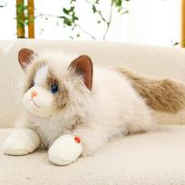 Gyvas Ragdoll Katės Pliušinis Žaislas 4 Stiliai Pūkuotas Gulintis Ant Pilvo Minkštas Šiltas Jaukus Mesti Pagalvė Vaikų Draugas Namų Dekoras 45cm white