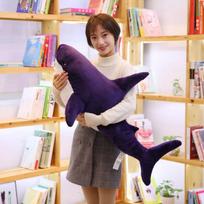 140CM Didelis Minkštas Simuliacinis Mielas Ryklio Pliušinis Žaislas Kawaii Iškamša Vaikams Vaikams Berniukams Mergaitėms Miela Gyvūnų Pagalvė Gimtadienio Dovanoms 60CM violetinė