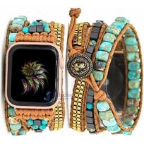 Bohemijos dirželis Apple Watch Ultra Juosta 49mm 44mm 45mm 41mm 42mm 38 Rankų darbo natūralių karoliukų apyrankė Iwatch Series 8 7 6 Se 5 3 42-44-45-49MM-S brown