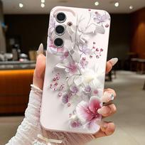 Rožinės gėlės rašto telefono dėklas, skirtas Samsung Galaxy A17 A56 A55 A36 A16 A15 5G A26 A35 A25 A54 A14 A34 A53 A52, minkšto silikono dangtelis Galaxy A17