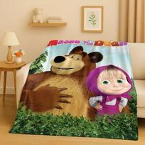 26 Stiliaus Animacinis M-Maša ir B-Lokys Kalėdinė Dovana Flanelinis Antklodė, Itin Minkštas Pliušinis Užtiesalas Namų Miegamojo Lovos Sofos Dangalas Vaikams 100x150cm