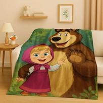 26 Stiliaus Animacinis M-Maša ir B-Lokys Kalėdinė Dovana Flanelinis Antklodė, Itin Minkštas Pliušinis Užtiesalas Namų Miegamojo Lovos Sofos Dangalas Vaikams 75x90cm