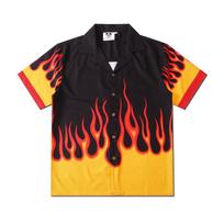 Unisex retro liepsnos skaitmeninio spaudinio laismi kasdieniai marškinėliai Large black
