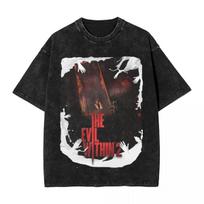 Siaubo žaidimas The Evil Within Grafinis spaudinys Marškinėliai Vyrams Moterims Vasarinė Nauja Marškinėlių Retro skalauta medvilnė Gatvės stiliaus Madingas Oversized Viršus 2XL black