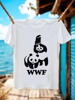 WWF Panda Imtynių Grafinis Marškinėlis - Išgelbėk Pandą Juokingas Spaudinys S white