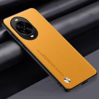 Prabangus PU odos dėklas Huawei Nova 14 Pro Telefonui Galinis Dangtelis Silikoninis Atsparus Smūgiams Pilna Apsauga Telefono Dėklas Huawei Nova 14 Ultra Telefonui Nova 14 Ultra geltona