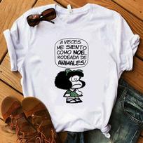 Female T Shirt Cartoon Paz Mafalda Or Quiero Cafe Printed Female Graphic T Shirt Harajuku Funny S gray
