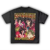 Dragon Ball GT Goku Super Saiyan 4 Anime Print T-shirt, Unisex Pure Cotton Short Sleeve Streetwear T-shirt XXXL gray