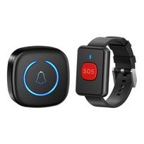 Belaidis vieno mygtuko avarinio signalizacijos ir pagalbos kvietimo nuotolinio valdymo pultelis senjorams 1 Wrist Button + 1 Receiver (Black)