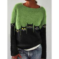 Women's Round Neck Long Sleeve Fair Isle Knit Sweater Regular Fit Casual Pullover Top 5XL beige