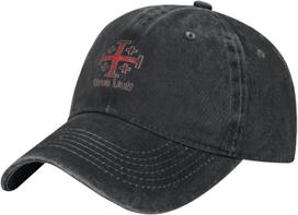 Deus Vult Kryžiuočio Kryžius Jeruzalės Riteris Tamplierius Džinsinė Beisbolo Kepuraitė Retro Reguliuojama Kepurė Unisex Can Be Adjusted gray