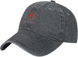 Deus Vult Kryžiuočio Kryžius Jeruzalės Riteris Tamplierius Džinsinė Beisbolo Kepuraitė Retro Reguliuojama Kepurė Unisex Can Be Adjusted gray