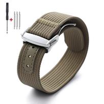 Drobės Nailono Laikrodžio Dirželis 20mm Omega Swatch MoonSwatch Seiko Moteriškas Vyriškas Sportinis Atsparus Vandeniui Sulankstomas Sagtis Laikrodžio Juosta 20mm&Silver Buckle žalia
