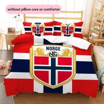 Norvegijos nacionalinės futbolo rinktinės logotipas Raštas Patalynė Namų Dekoracija Gimtadienio Dovana (1 * antklodės užvalkalas + 2 * pagalvės užvalkalai, be šerdies),gerbėjų atributika. 140x200cm red