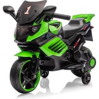 6V vaikiškas motociklas, elektrinė transporto priemonė žaislas su pagalbiniu ratuku, veikiančiu priekiniu žibintu, garsiniu signalu ir muzika, mažyliams berniukams mergaitėms 3-6 m. žalia