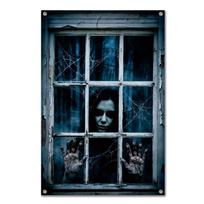Multicolor Fake Window Banner Hanging Design Horror Hanging Cloth  Home Decoration 8 gray