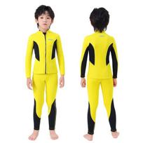 2.5mm Kids Wetsuit Set Diving Snorkeling Surfing UV Protection Long Sleeve Rash Guard Separate Thermal Suit 14Y yellow
