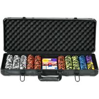 Poker Case Complete Poker Set, with 500 chips 5 dice 2 Card Decks 3 buttons 57.5 x 24 x 10.5 cm