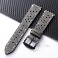 Vintage Cowhide Leather Watch Strap 18mm 19mm 20mm 21mm 22mm 24mm Breathable Watchband for Seiko Quick Release Sport Bracelet 20mm&black buckle pilka