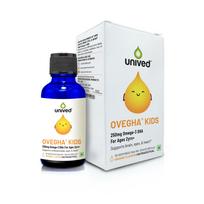 Unived OVEGHA Vaikams, Veganiškas Dumblis Omega-3 DHA 250mg DHA, Lašintuvas, Natūralus Apelsinų Skonis, 30 porcijų