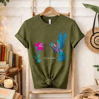 Frida Kahlo Hummingbird Floral T-Shirt Colorful Mexican Art Inspired Boho Cotton Tee Gift for Art Lovers gothic women clothes XXL brown