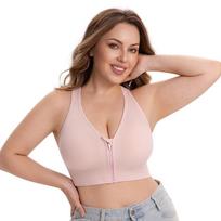 XXXXL Ypač didelio dydžio Apatiniai drabužiai Bėgimui Sportui Užtrauktuku Krūtinės atrama Belaidis Joga Besiūlė Sportinė Liemenėlė 5XL smėlis
