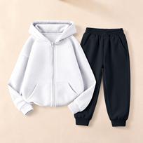 Unisex Kids Hoodie and Sweatpants Set, Casual Athletic Tracksuit for Boys Girls 120 balta