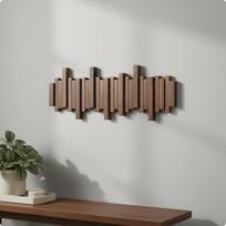 Raktų pakaba medinė prie sienos tvirtinamas kabliukas Paspaudimu montuojama parinktis medinė atlenkiama Walnut 8 Hooks