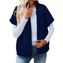 Women's Fashion Light Jacket Stand Collar Multicolor Zipper Button Coat L tamsiai mėlyna