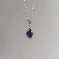 Victorian Ruby Pendant Necklace For Women With Alloy Chain And Elegant Gemstones For Party Wear Purple gray