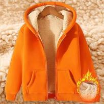 Sustorinta avies vilnos su gobtuvu kardigano tipo megztinis, vienspalvis, oversized, vyrams, moterims, žieminis, šiltas, laisvalaikio viršutinis drabužis 2XL oranžinė