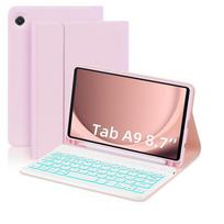 Samsung Tab A9 Planšetinio kompiuterio dėklas su 8,7 colio Bluetooth apšviečiama klaviatūra, Nuimamas odinis apsauginis dangtelis Samsung Tab A7 Lite 8.7 inch T220/T225