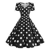 2026 m. pavasario retro Hepburn klostuota daili suknelė black