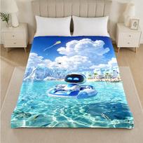 Astro Bot Print Flannel Blanket Cozy Warm Plush Throw Blanket For Bed Sofa Couch Indoor Household Use 180x230cm