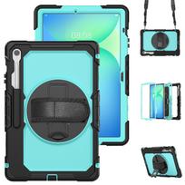 Suitable for Samsung Tab S10FE+ protective case with strap and hand strap 13.1inch silicone + PC stand anti-drop tablet case Samsung Tab S10FE Plus 13 blue
