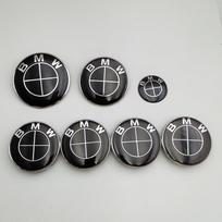 7 vnt. BMW emblemos rinkinys 82 mm 74 mm 45 mm 56 mm 68 mm Automobilio priekinio dangčio logotipas Galinės bagažinės ženklelis Ratų centrinių dangtelių Vairo lipdukas 82 74 45 56X4 gray